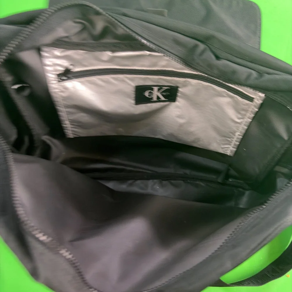 Calvin Klein Messenger Bag Black Nylon CL Logo Crossbody Laptop School Office
